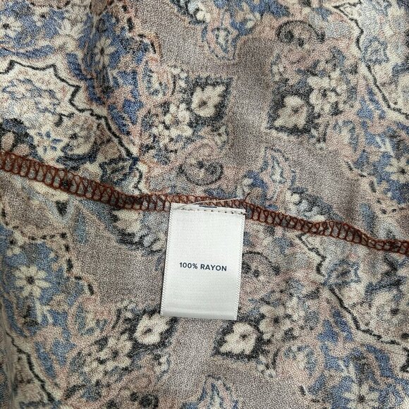 Allison Terracotta Leoni Kimono Wrap Short Sleeve Brown Ikat Floral Sz M/L Boho - Picture 7 of 9